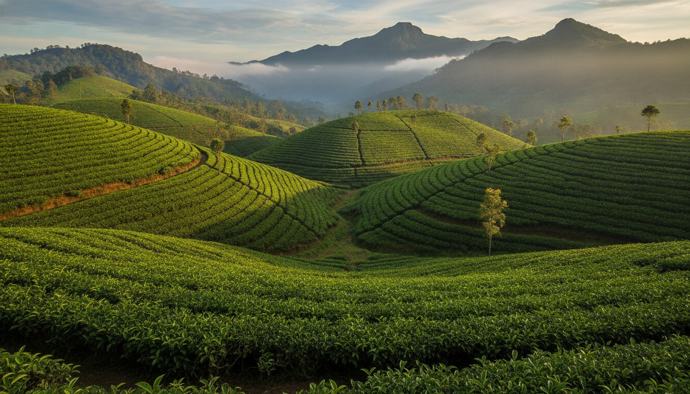 Misty tea plantations